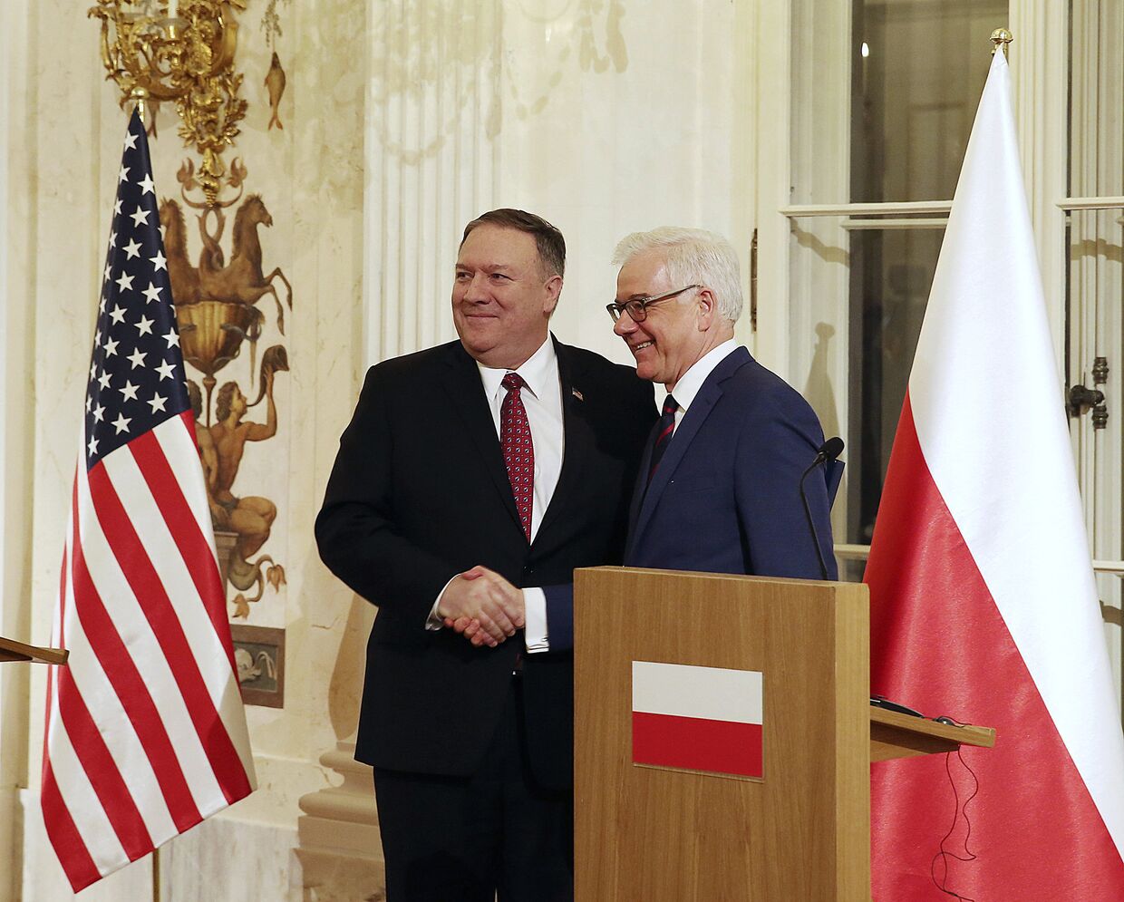 Министр иностранных дел Польши Яцек Чапутович и государственный секретарь США Майк Помпео