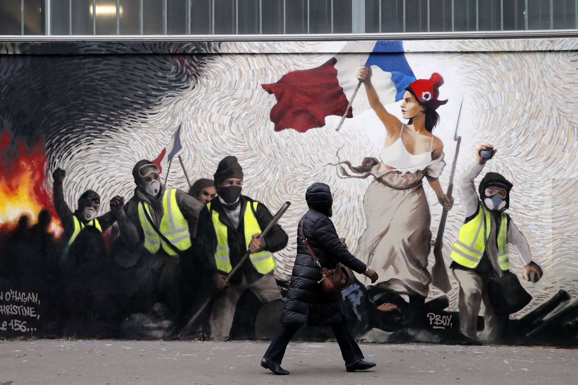 Граффити в Париже, изображающее протесты желтых жилетов - ИноСМИ, 1920, 27.04.2021