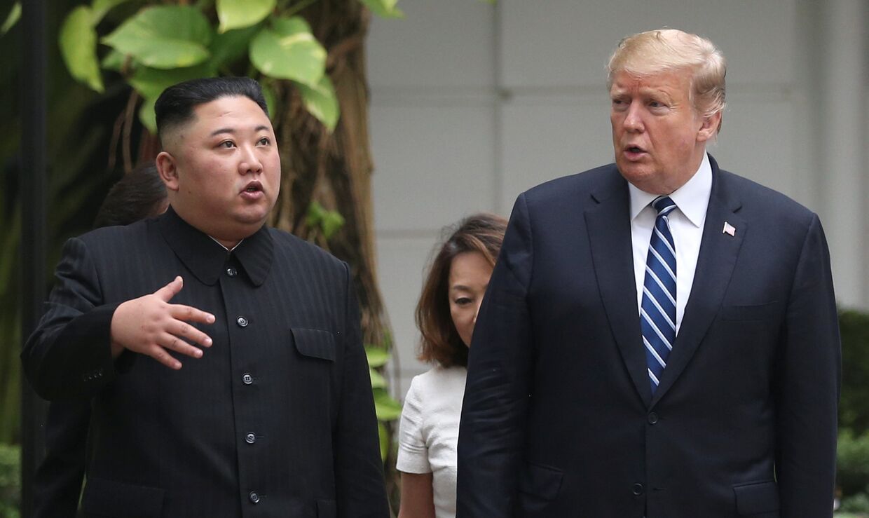 Президент США Дональд Трамп и северокорейский лидер Ким Чен Ын