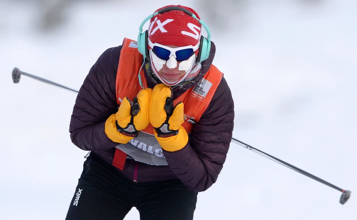 Юстина Ковальчик (Польша) на тренировке перед индивидуальной гонкой в соревнованиях по лыжным гонкам на Х этапе Кубка мира в Рыбинске