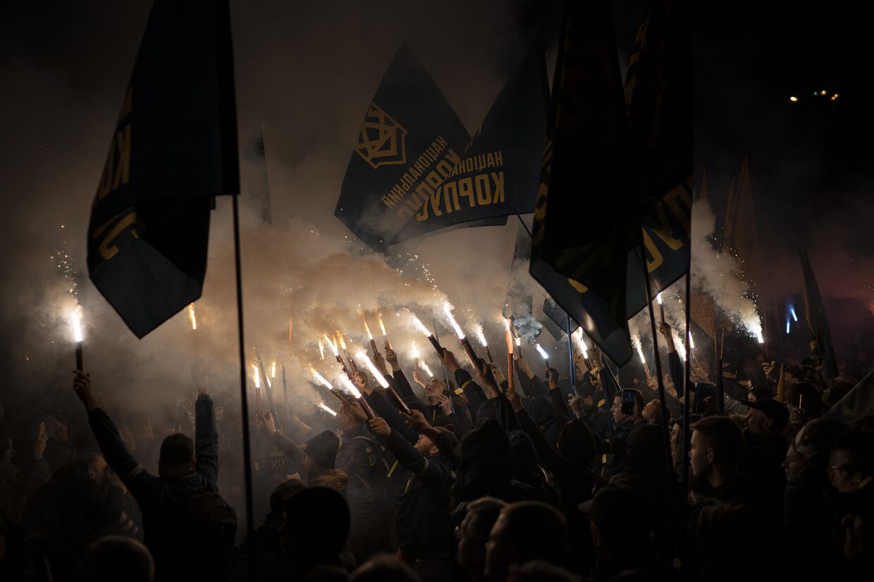 Националисты в Киеве на митинге в честь Дня защитника Украины