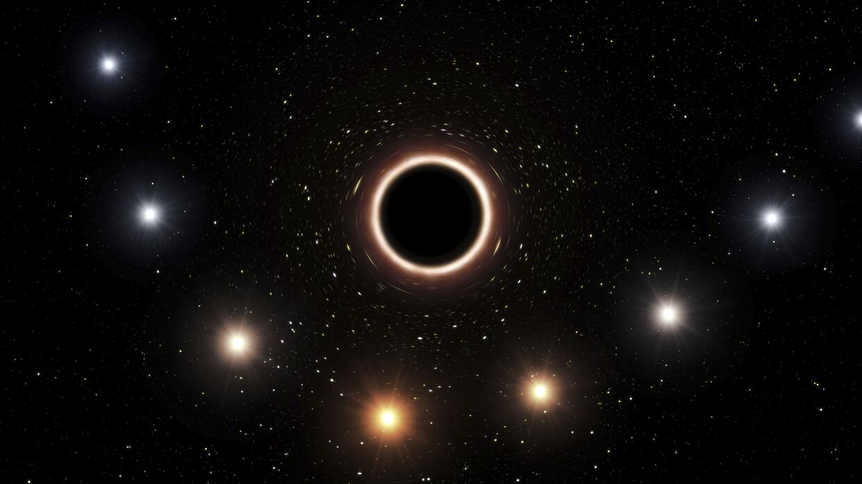 Иллюстрация пути звезды S2 мимо сверхмассивной черной дыры