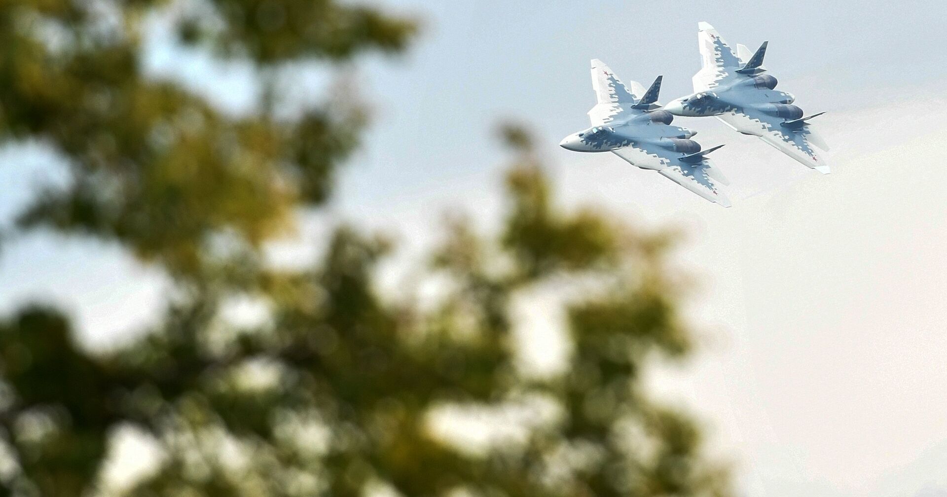 Многофункциональные истребители Су-57 во время демонстрационных полетов в рамках Международного военно-технического форума Армия-2018 на аэродроме Кубинка - ИноСМИ, 1920, 04.09.2020