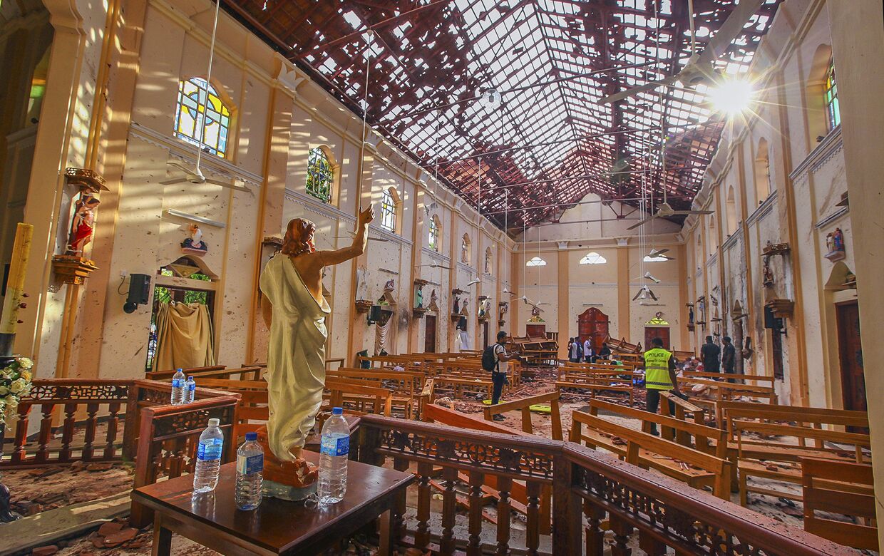Церковь Святого Себастьяна после взрыва, Негомбо, Шри-Ланка