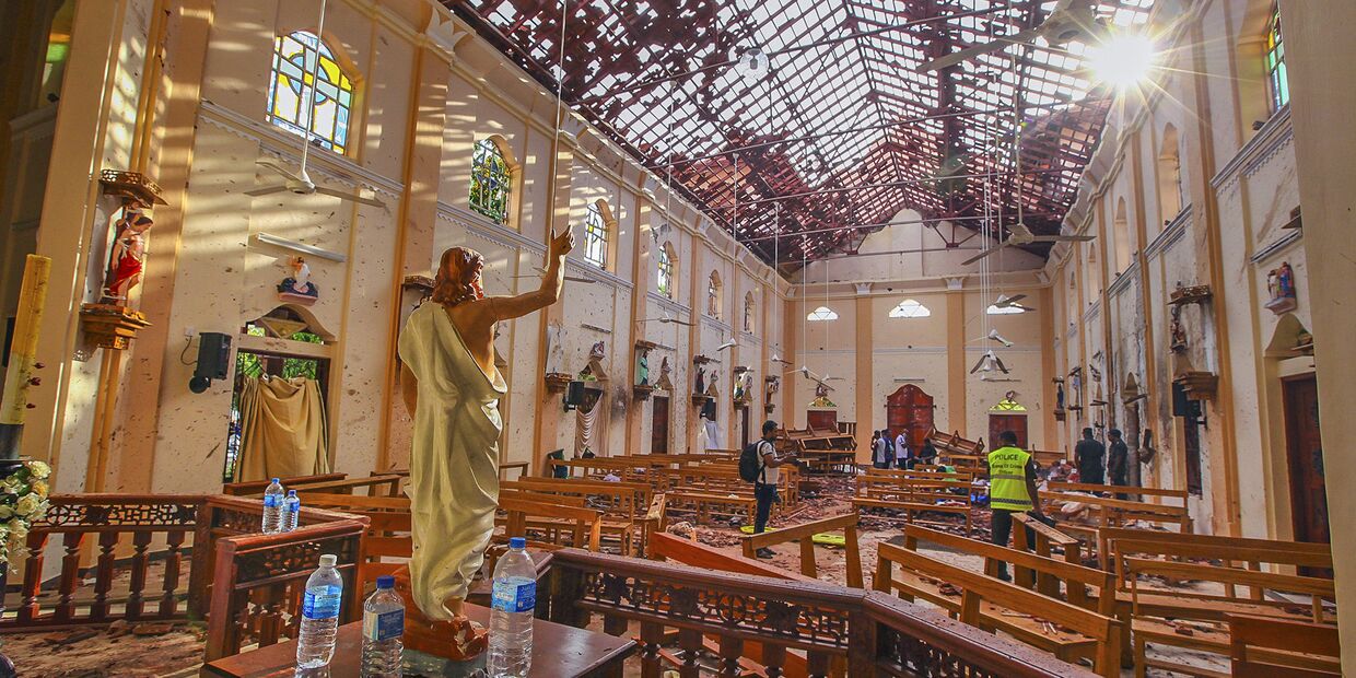 Церковь Святого Себастьяна после взрыва, Негомбо, Шри-Ланка