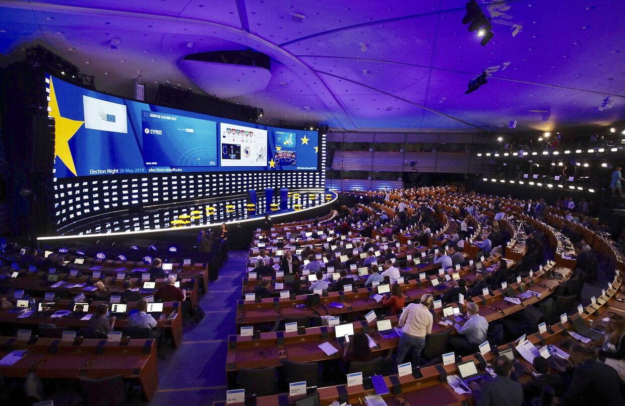 Журналисты освещают выборов в Европейском парламенте в Брюсселе
