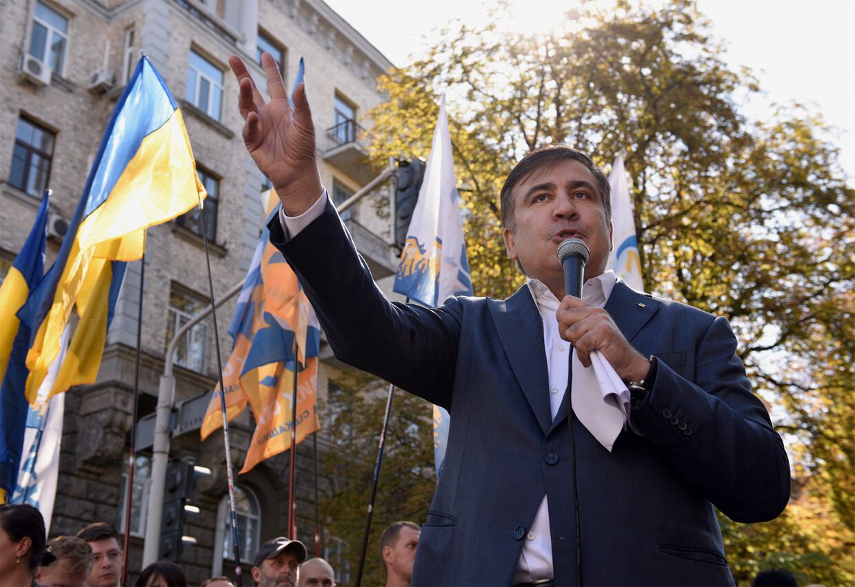 Михаил Саакашвили во время выступления в Киеве. 19 сентября 2017