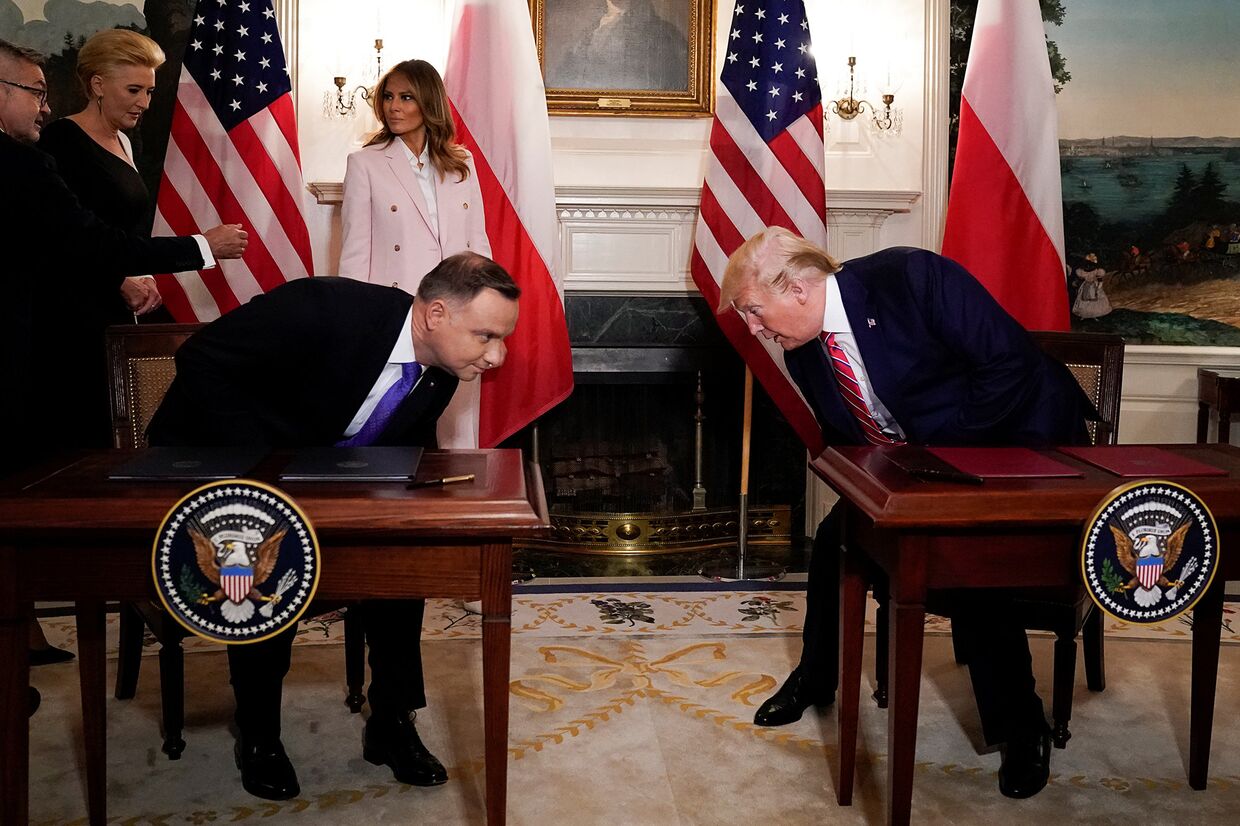 Президент США Дональд Трамп и президент Польши Анджей Дуда во время встречи в Вашингтоне