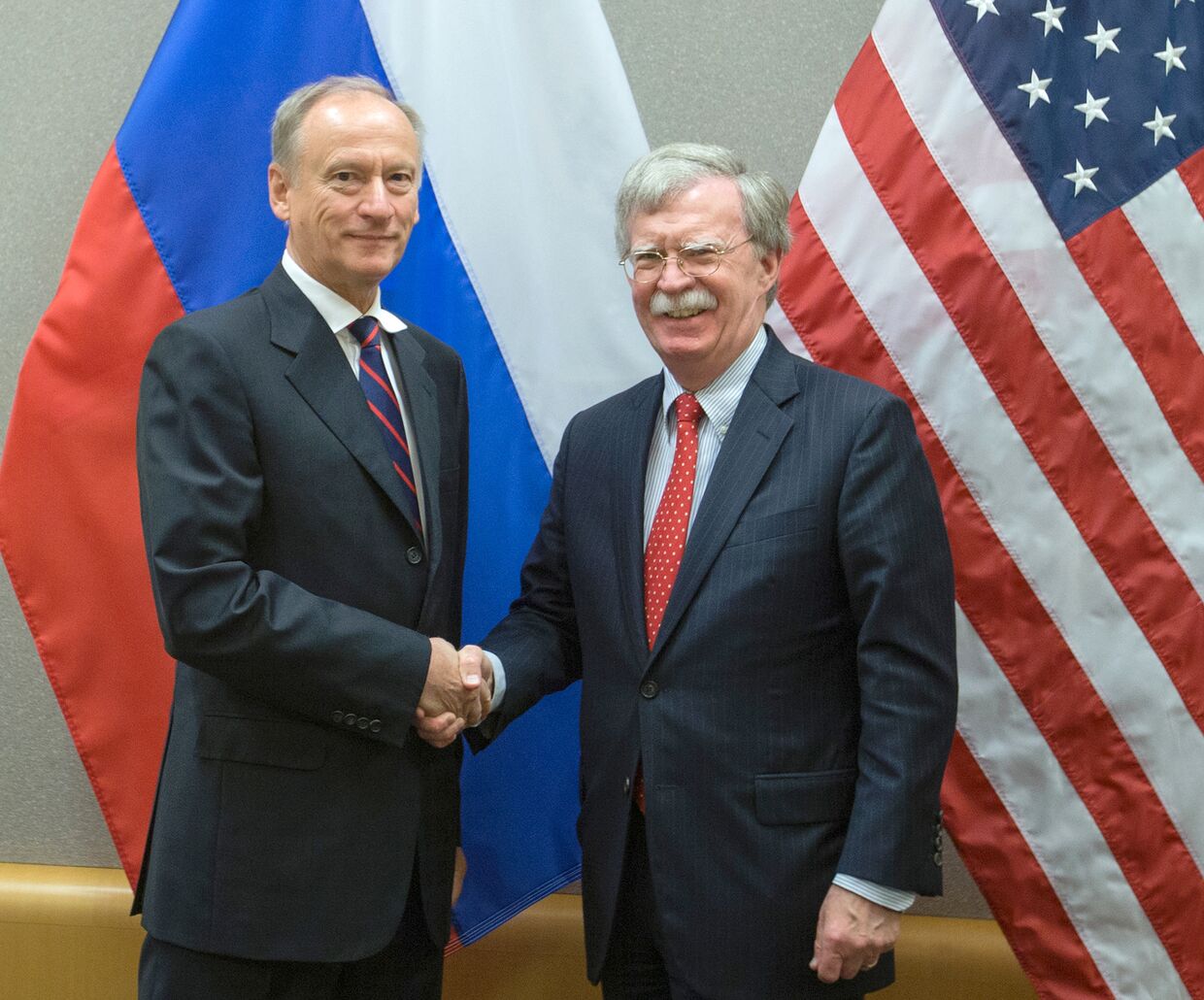 Секретарь Совета безопасности РФ Николай Патрушев и советник президента США по вопросам национальной безопасности Джон Болтон