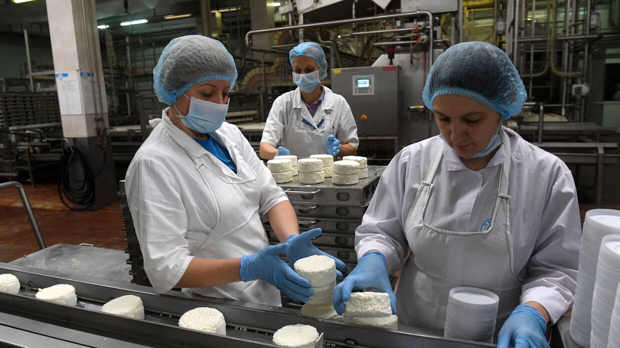Линия упаковки творога на заводе «Агросила-Молоко», который выпускает продукцию под маркой «Просто молоко»