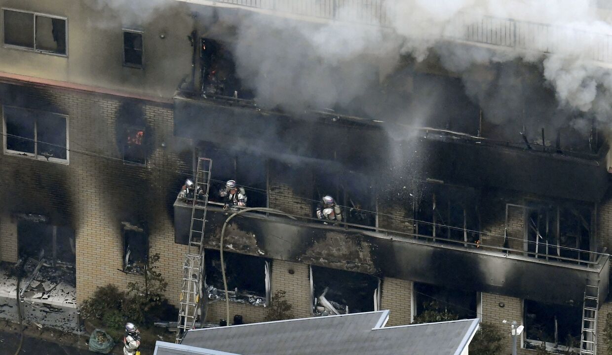 18 июля 2019. Пожар в аниме-студии после поджога в Киото, Япония