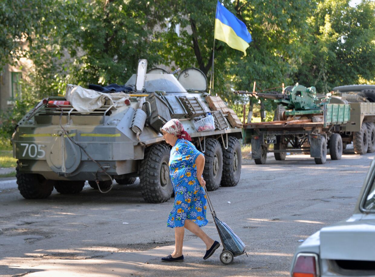 Военная техника в восточноукраинском городе Лисичанск