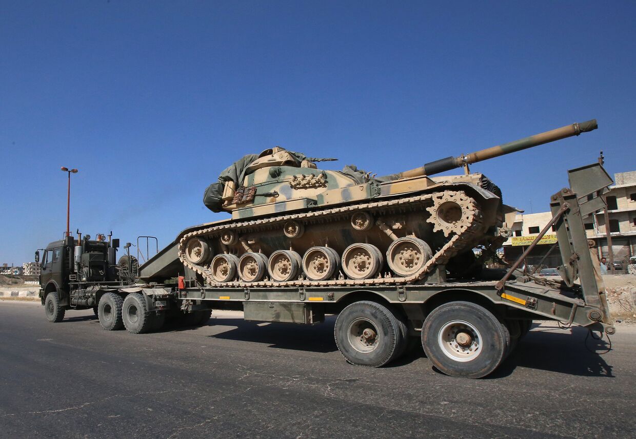 Колонна турецких военных автомобилей в провинции Идлиб, Сирия