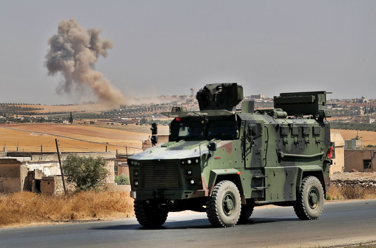 Колонна турецких военных автомобилей в провинции Идлиб, Сирия