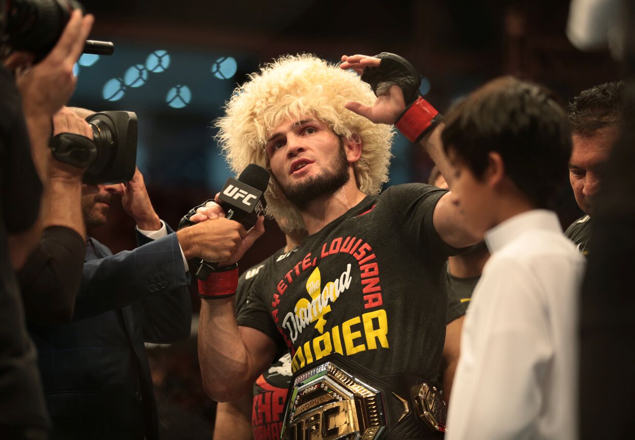 Хабиб Нурмагомедов после боя на турнире UFC 242 в Абу-Даби
