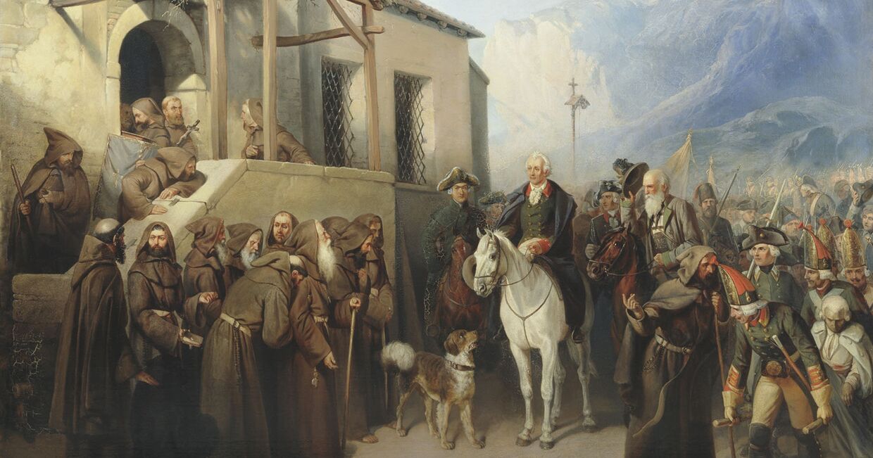 Фельдмаршал Суворов на вершине Сен-Готарда 13 сентября 1799 года