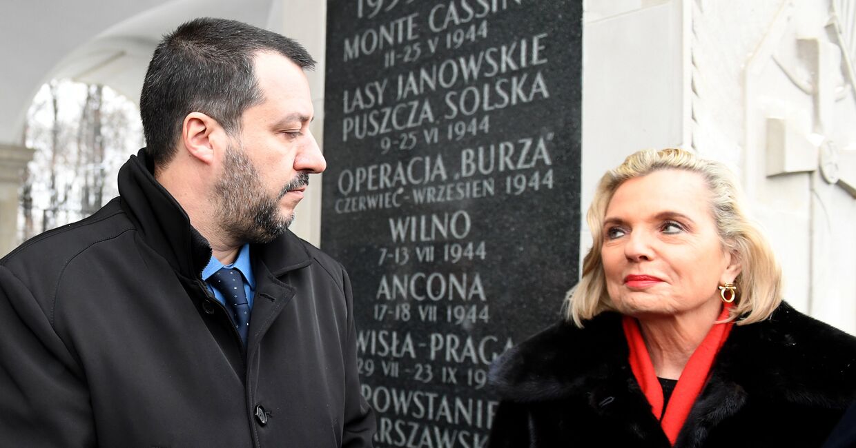 Анна Мария Андерс, посол Польши в Италии, с министром внутренних дел Маттео Сальвини