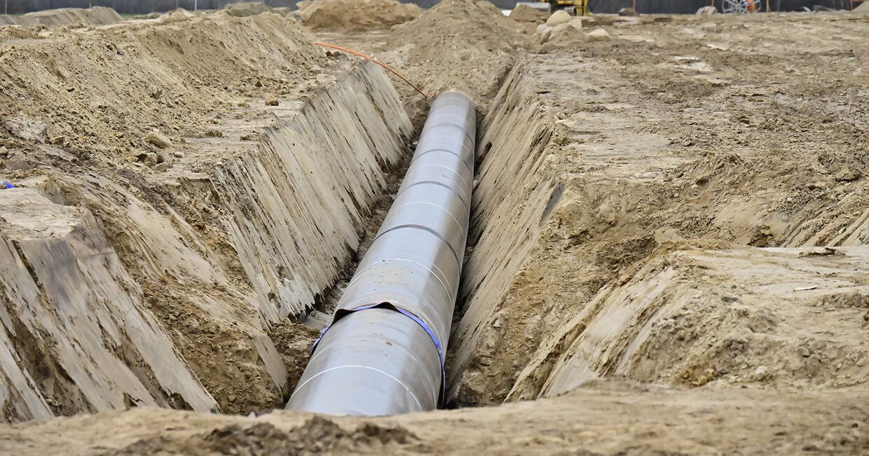 Строительство нового европейского газопровода в районе Любмина, Германия