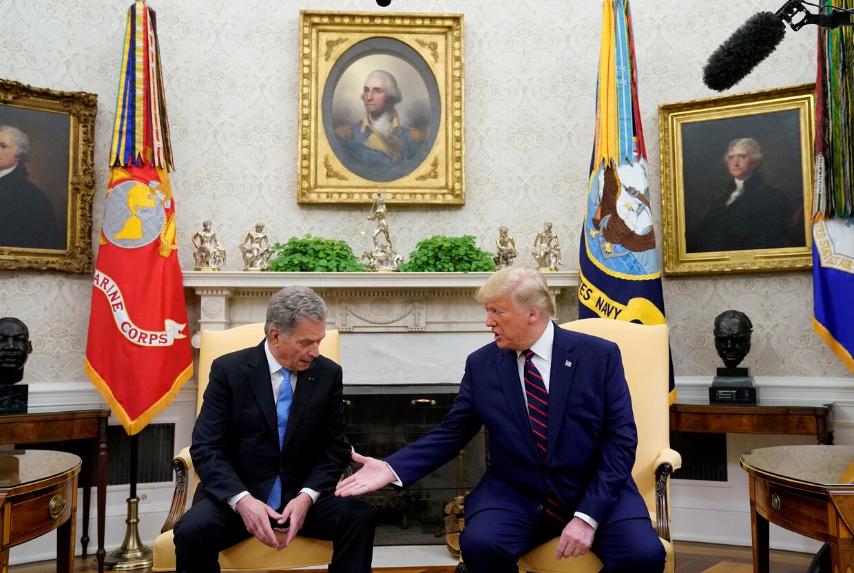 Президент США Дональд Трамп и президент Финляндии Саули Ниинисте в Белом доме в Вашингтоне