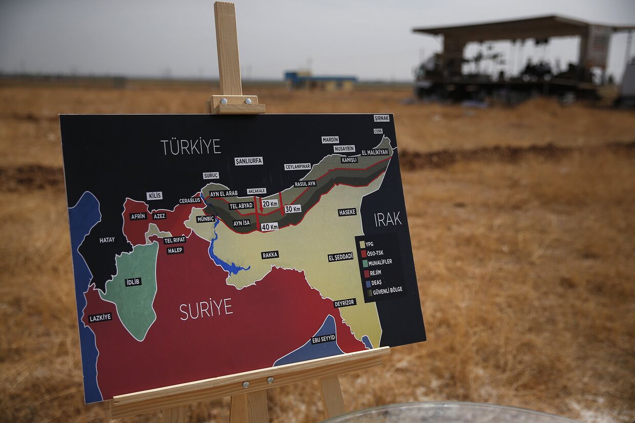 Карта операции Турции в Сирии для телевизионной трансляции в Акчакале