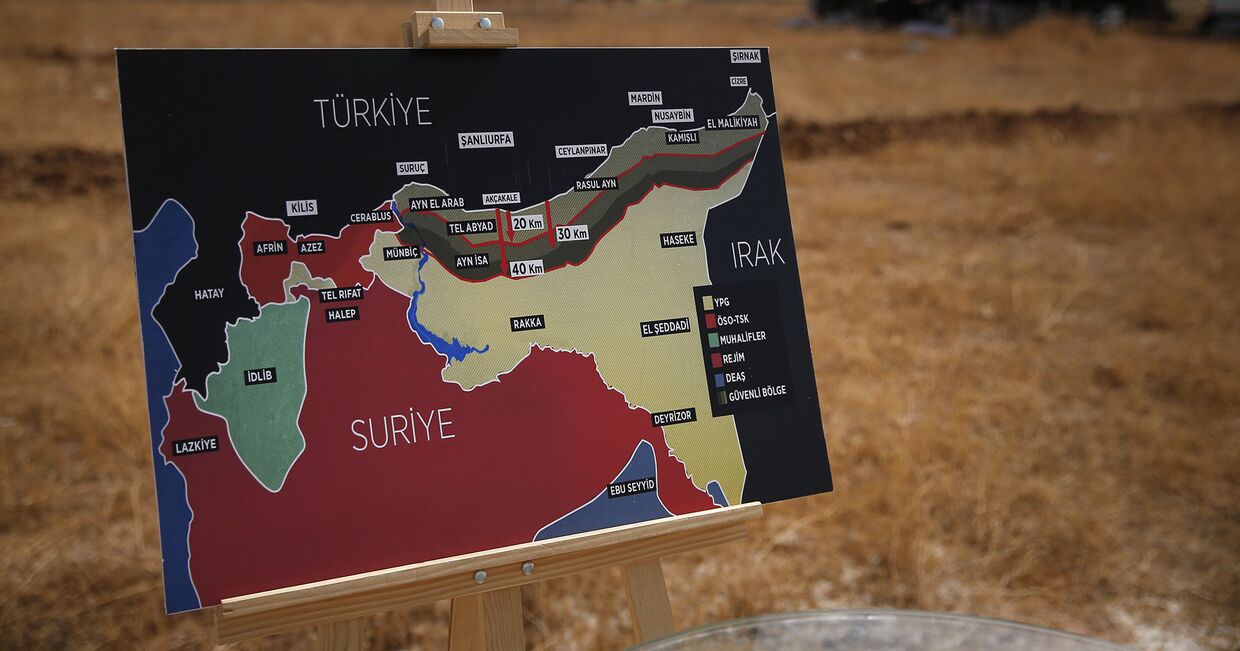 Карта операции Турции в Сирии для телевизионной трансляции в Акчакале