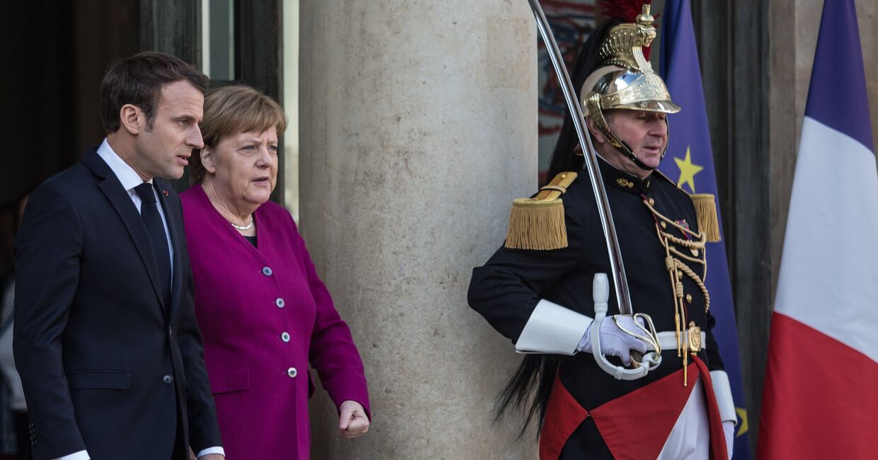 Федеральный канцлер Германии Ангела Меркель и президент Франции Эммануэль Макрон