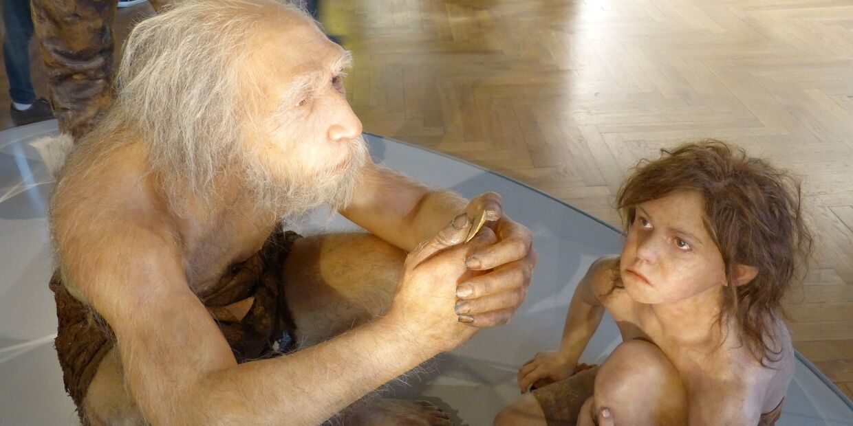 Неандертальцы в Музее естественной истории в Вене, Австрия