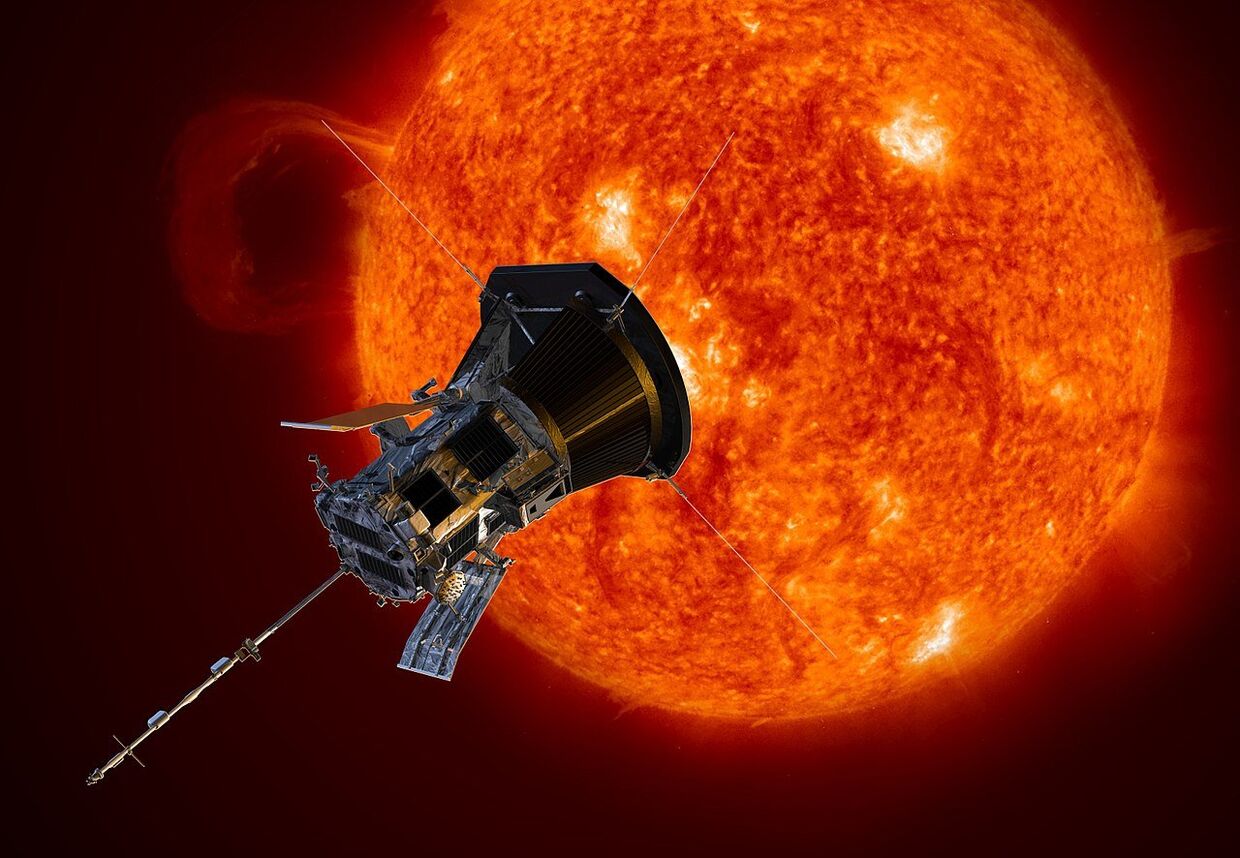 Официальный рендер автоматического космического аппарата НАСА для изучения внешней короны Солнца Parker Solar Probe