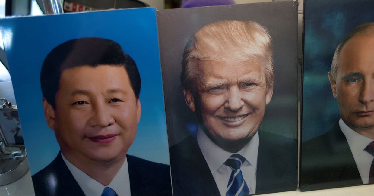 Портреты президентов Китай, США и России