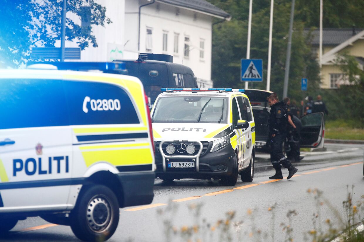 Полицейские автомобили на месте происшествия в Осло, Норвегия