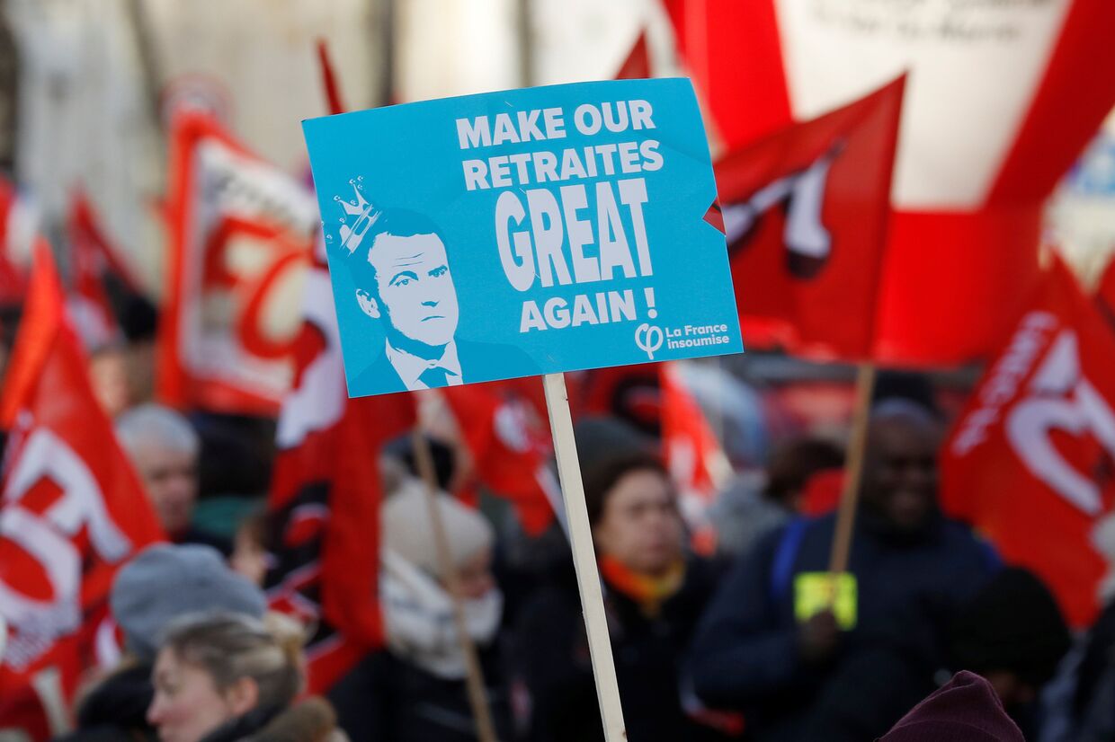 Демонстрация против пенсионной реформы, Париж, Франция