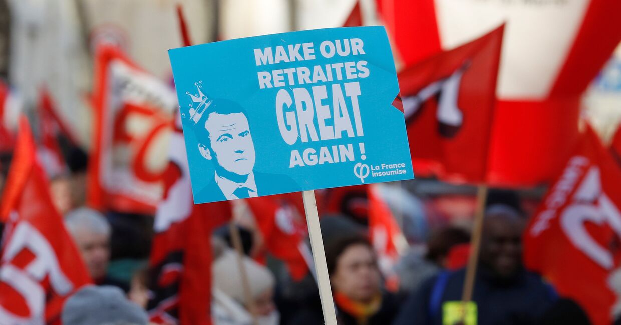 Демонстрация против пенсионной реформы, Париж, Франция