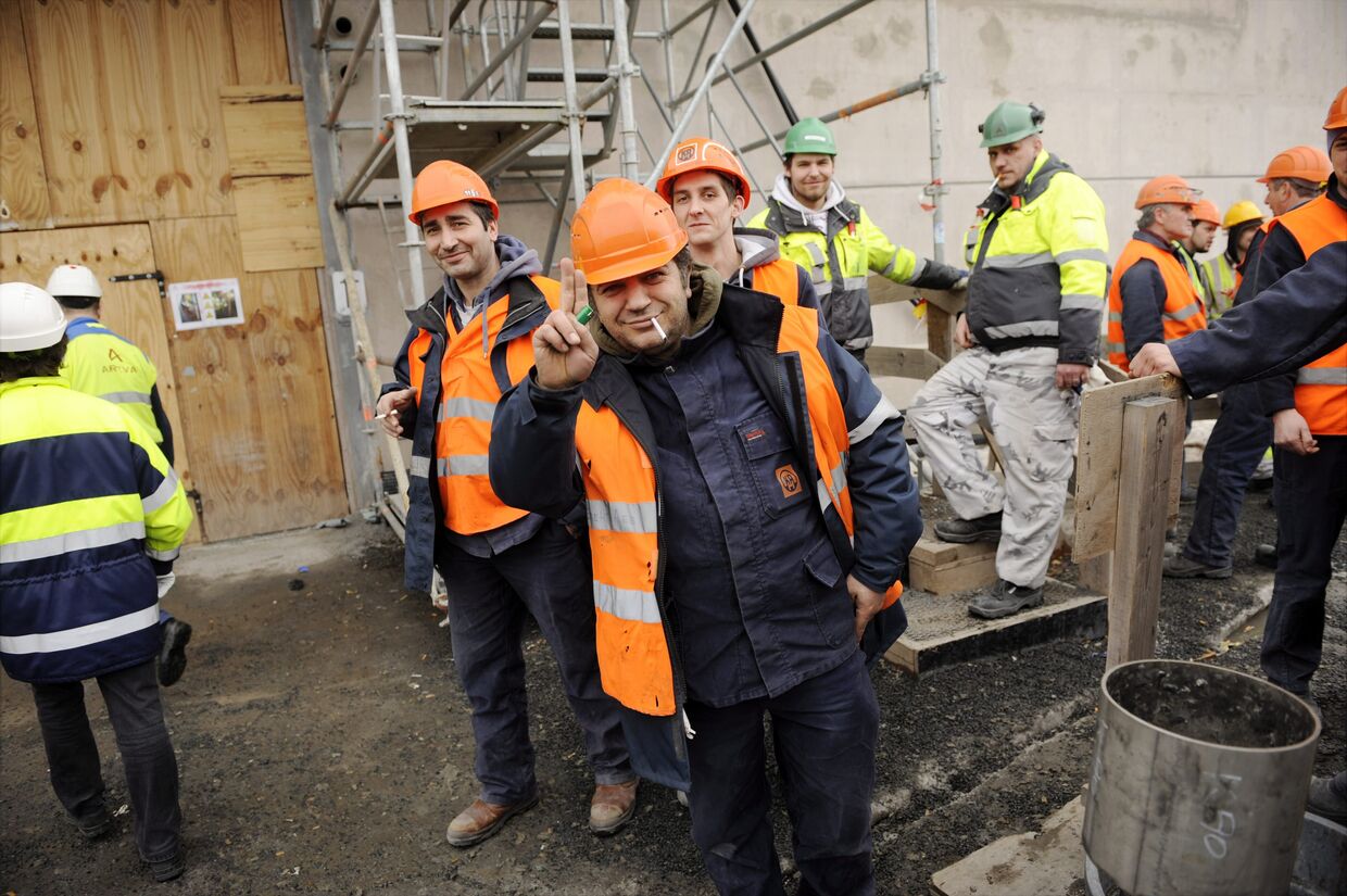 Рабочие на строительной площадке в Финляндии