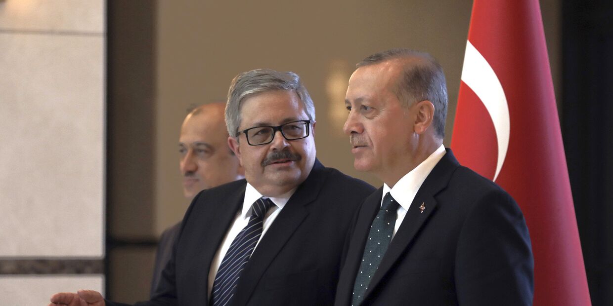 Президент Турции Реджеп Тайип Эрдоган и  посол России в Турции Алексей Ерхов в Анкаре, Турция
