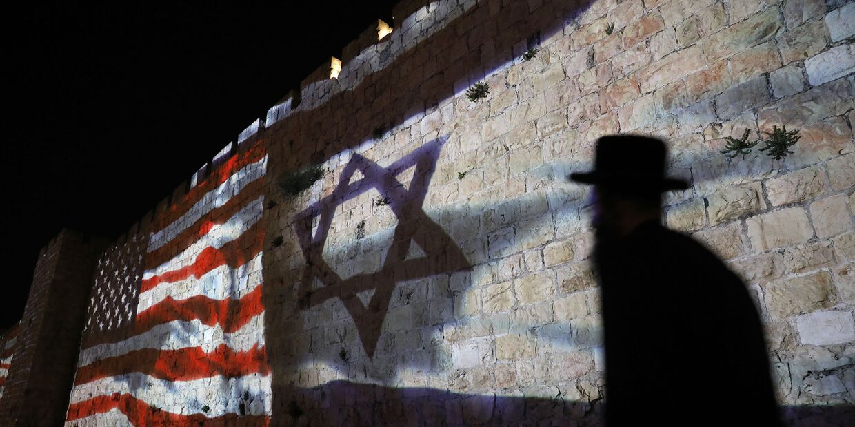Флаги США и Израиля в Иерусалиме