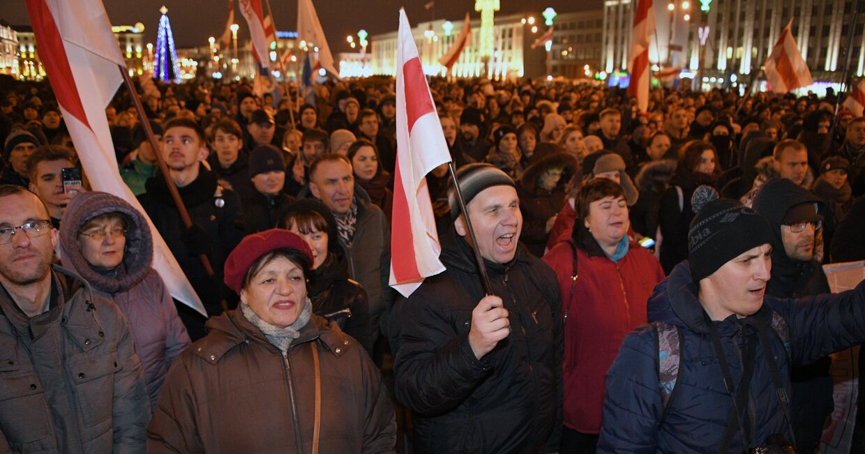 Несанкционированная акция в Минске против интеграции Белоруссии и РФ