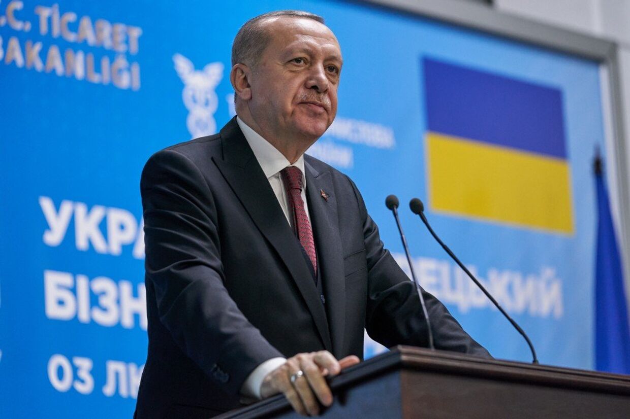 Президент Турции Тайип Эрдоган выступает в Киеве