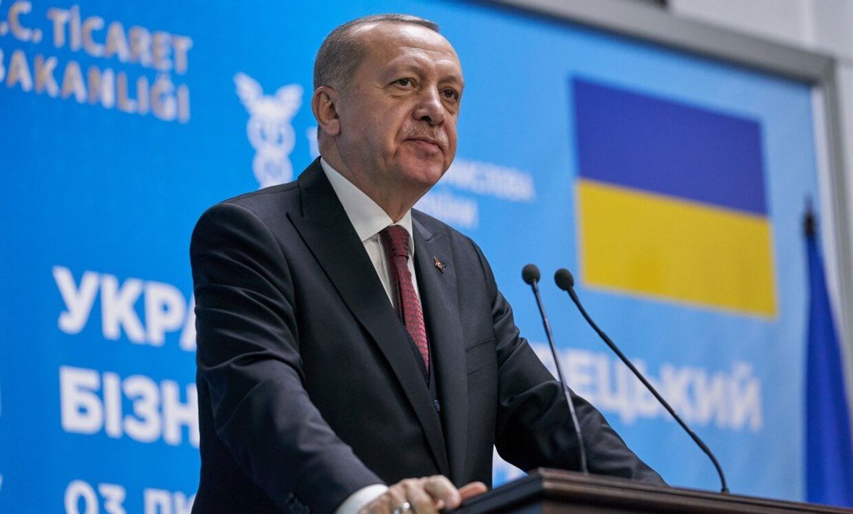 Президент Турции Тайип Эрдоган выступает в Киеве