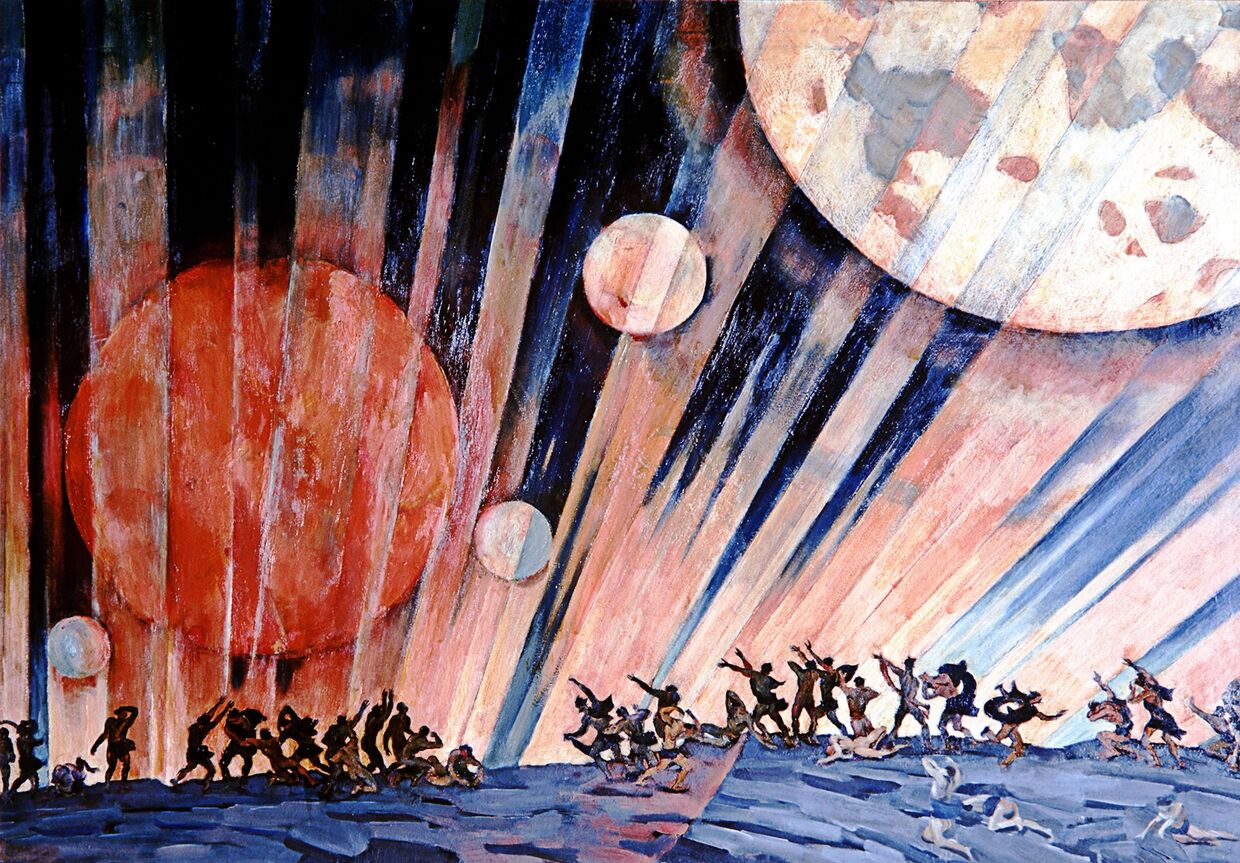 Репродукция картины К. Юона Новая планета