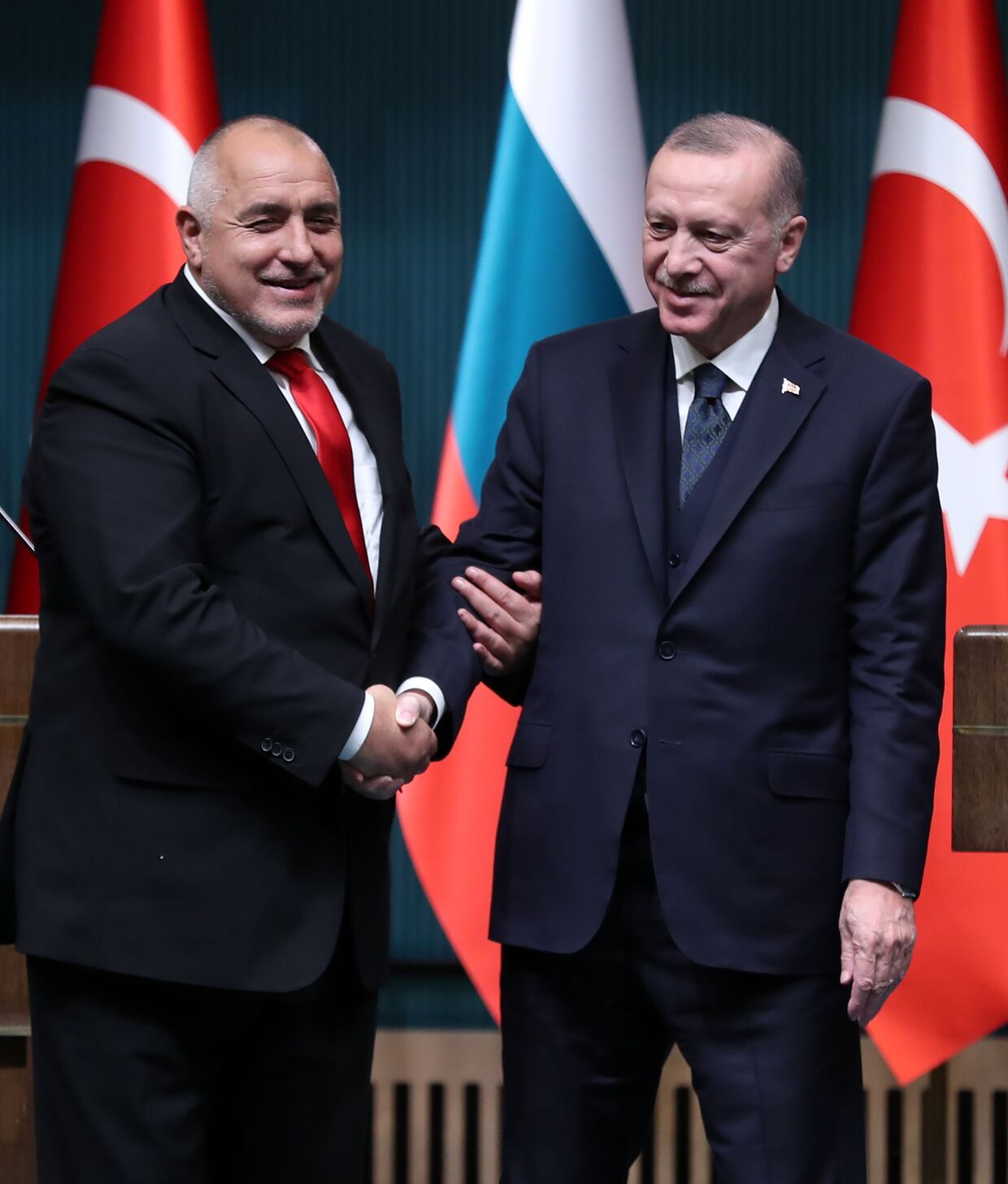 Президент Турции Реджеп Тайип Эрдоган и премьер-министр Болгарии Бойко Борисов во время встречи в Анкаре, Турция