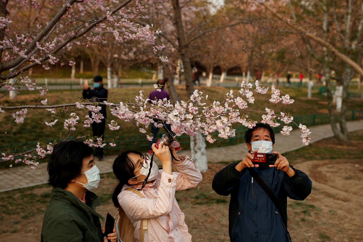 Посетители парка в Пекине, Китай