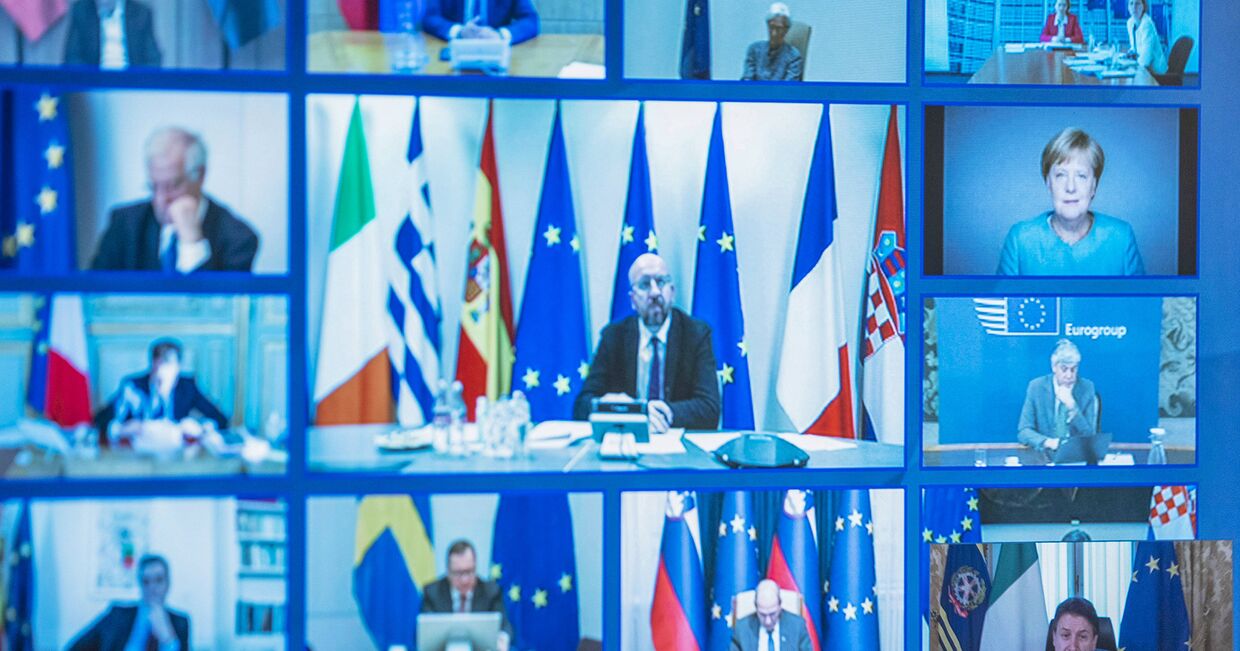Лидеры Европейского союза на видеоконференции