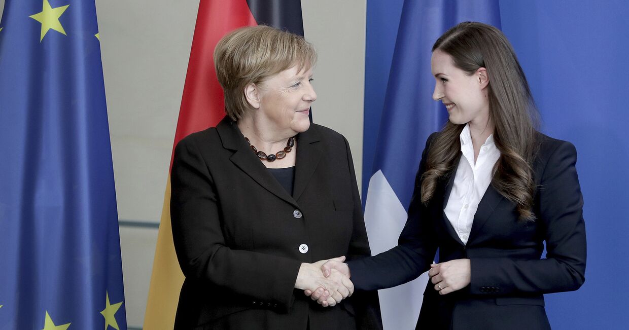 Канцлер Германии Ангела Меркель и премьер-министр Финляндии Санна Марин