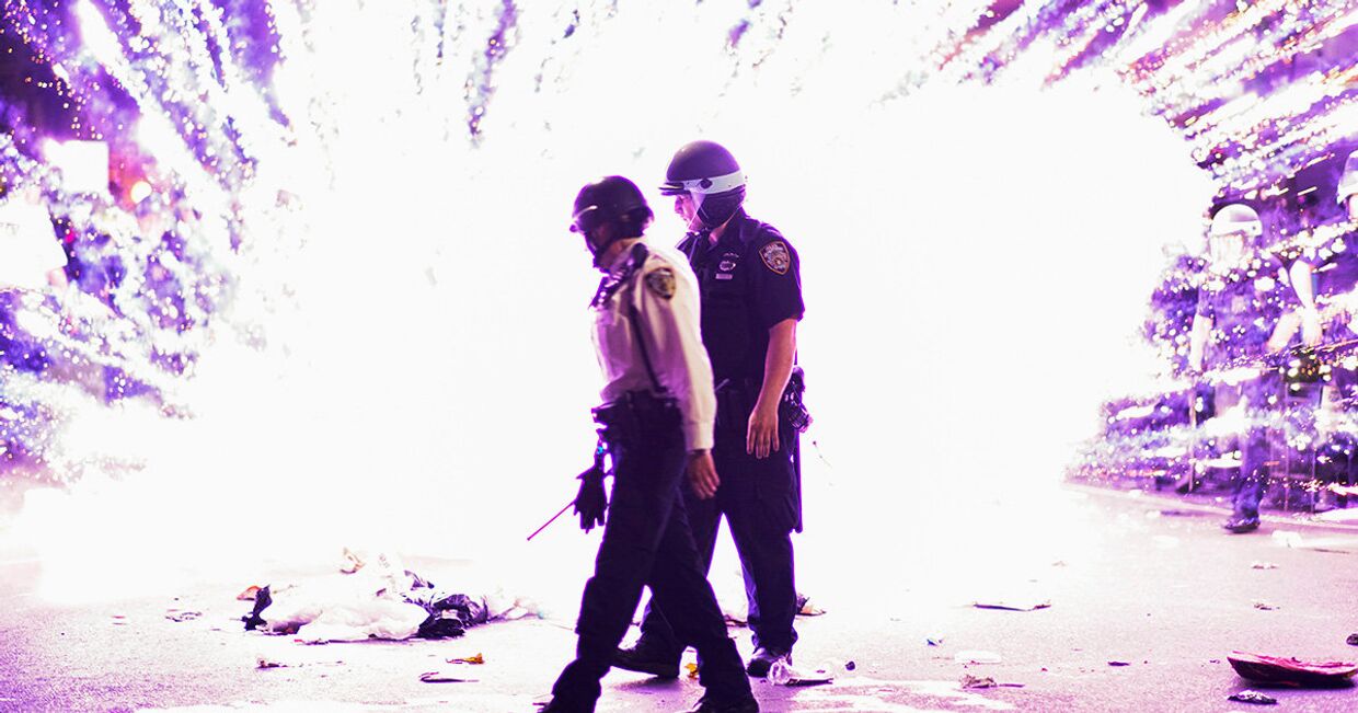 Полиция во время акция протеста в Нью-Йорке