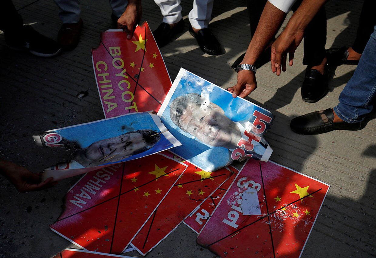 Акция протеста против Китая в Ахмадабаде, Индия