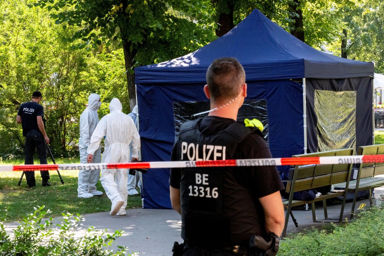 23 августа 2019. Полиция на месте убийства Зелимхана Хангошвили в Берлине, Германия