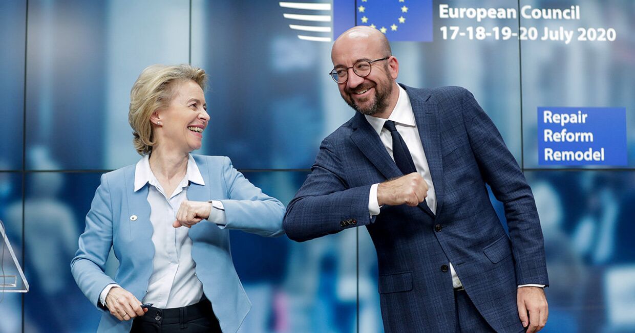 Президент Европейского Совета Шарль Мишель и председатель Европейской комиссии Урсула фон дер Ляйен в Брюсселе