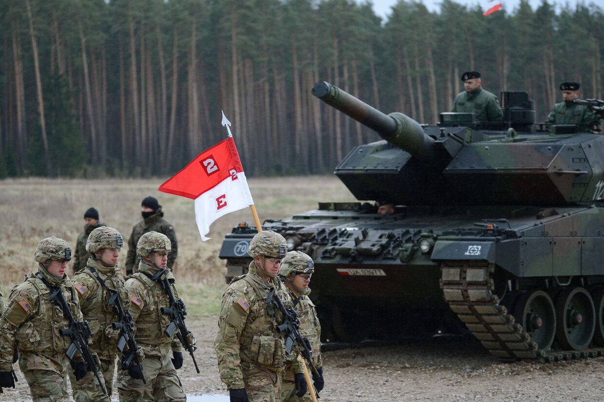 Церемония приветствия многонационального батальона НАТО под руководством США в польском Ожише