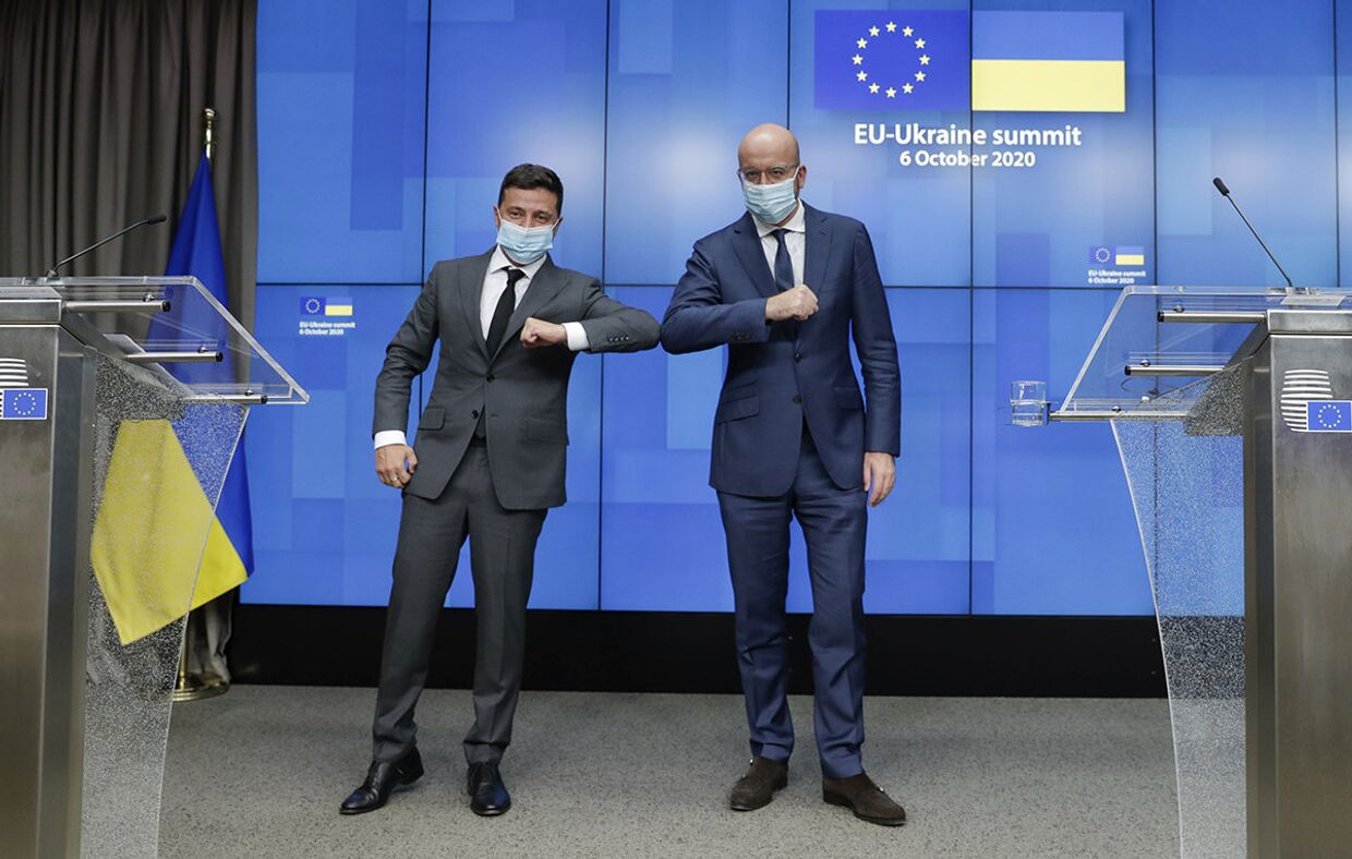 Президент Европейского Совета Шарль Мишель и президент Украины Владимир Зеленский