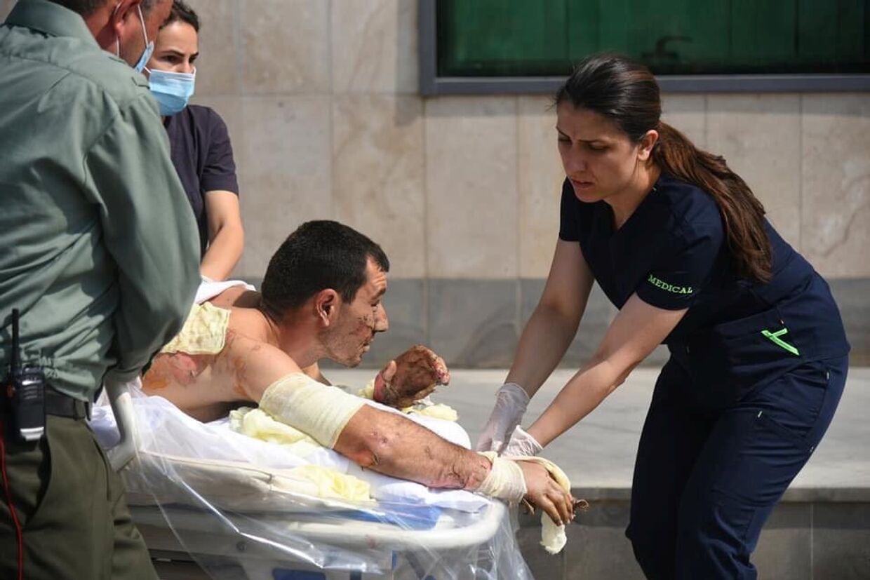 Пострадавший во время столкновений в Нагорном Карабахе